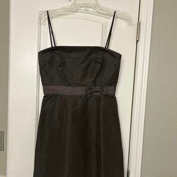 J Crew 100% Silk Taffeta Vintage Y2K Chocolate Brown Party Dress Size 4 - Picture 3 of 14